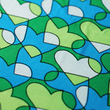 Cool Hearts Polyester Spandex Fabric - Heart Print, Blue Or Orange Pink, 58-60" Width (1 Yard)