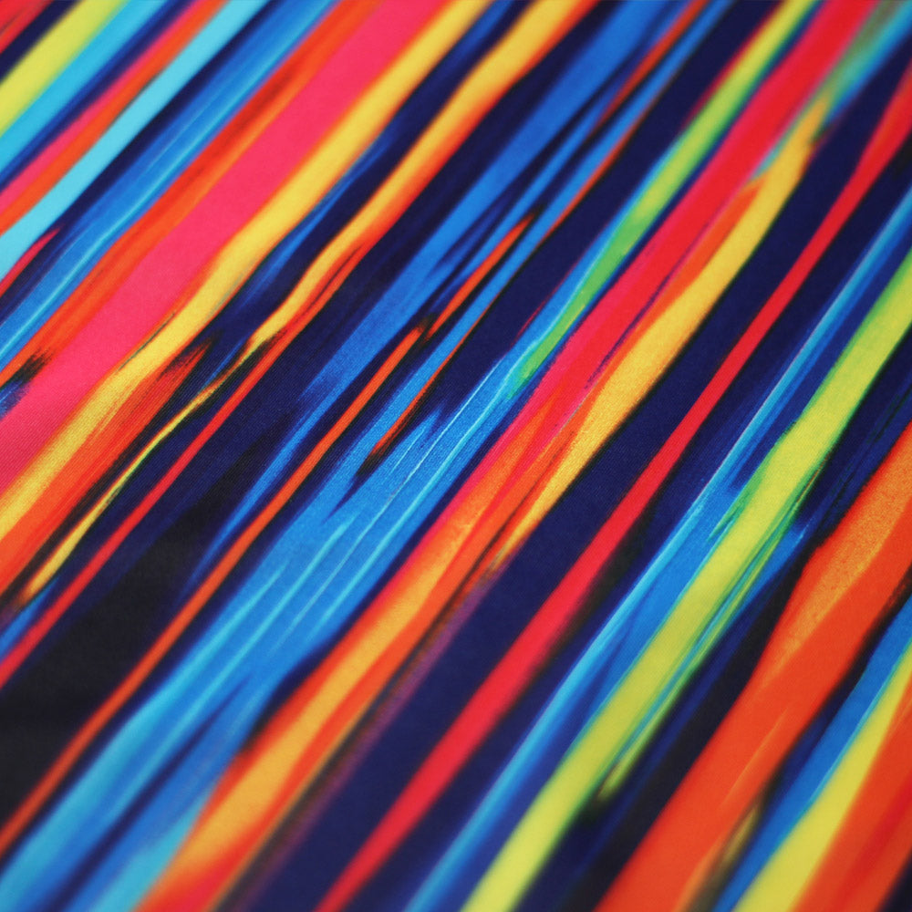 Sweet Stripes Polyester Spandex Fabric - Multicolor Stripes, 58/60" Width, 200 GSM, Four-Way Stretch (1 Yard)