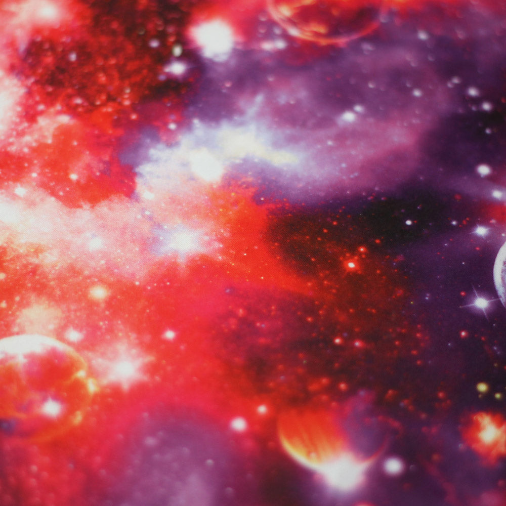Galaxy Polyester Spandex Fabric - Pink, Blue, Multi, Sparkly Galaxy Print, 58/60" Width, 200 GSM (1 Yard)