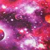 Galaxy Polyester Spandex Fabric - Pink, Blue, Multi, Sparkly Galaxy Print, 58/60" Width, 200 GSM (1 Yard)
