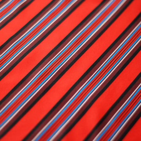 Zulu Stripes Poly Spandex Fabric - Red Multi, Blue Multi, Wide Horizontal Stripes, 58-60" Width (1 Yard)