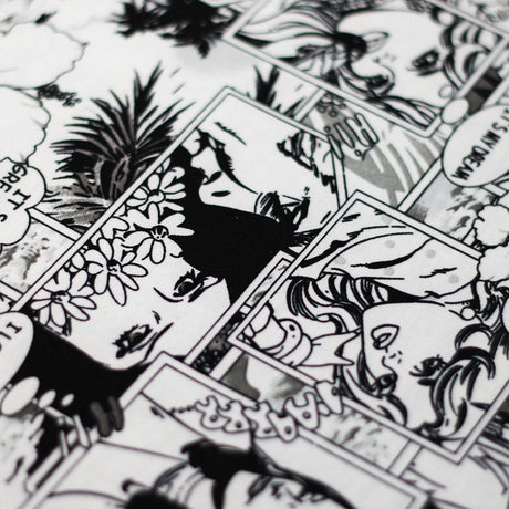Comic Daze Polyester Spandex Fabric - Multicolor/Black White Comic Book Print, 58/60" Width (1 Yard)