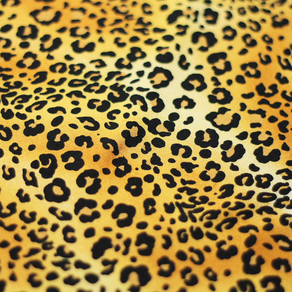 Golden Cat Polyester Spandex Fabric - Yellow Jaguar Animal Print, 58/60" Width (1 Yard)