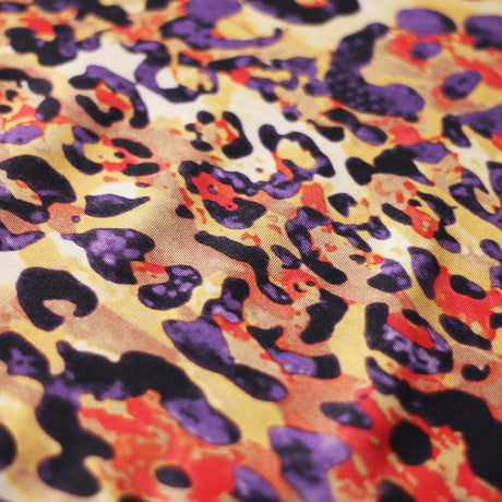 Feline Deco Polyester Spandex Fabric - Leopard Print, Pink/Orange/Turquoise, 58/60" Width (1 Yard)