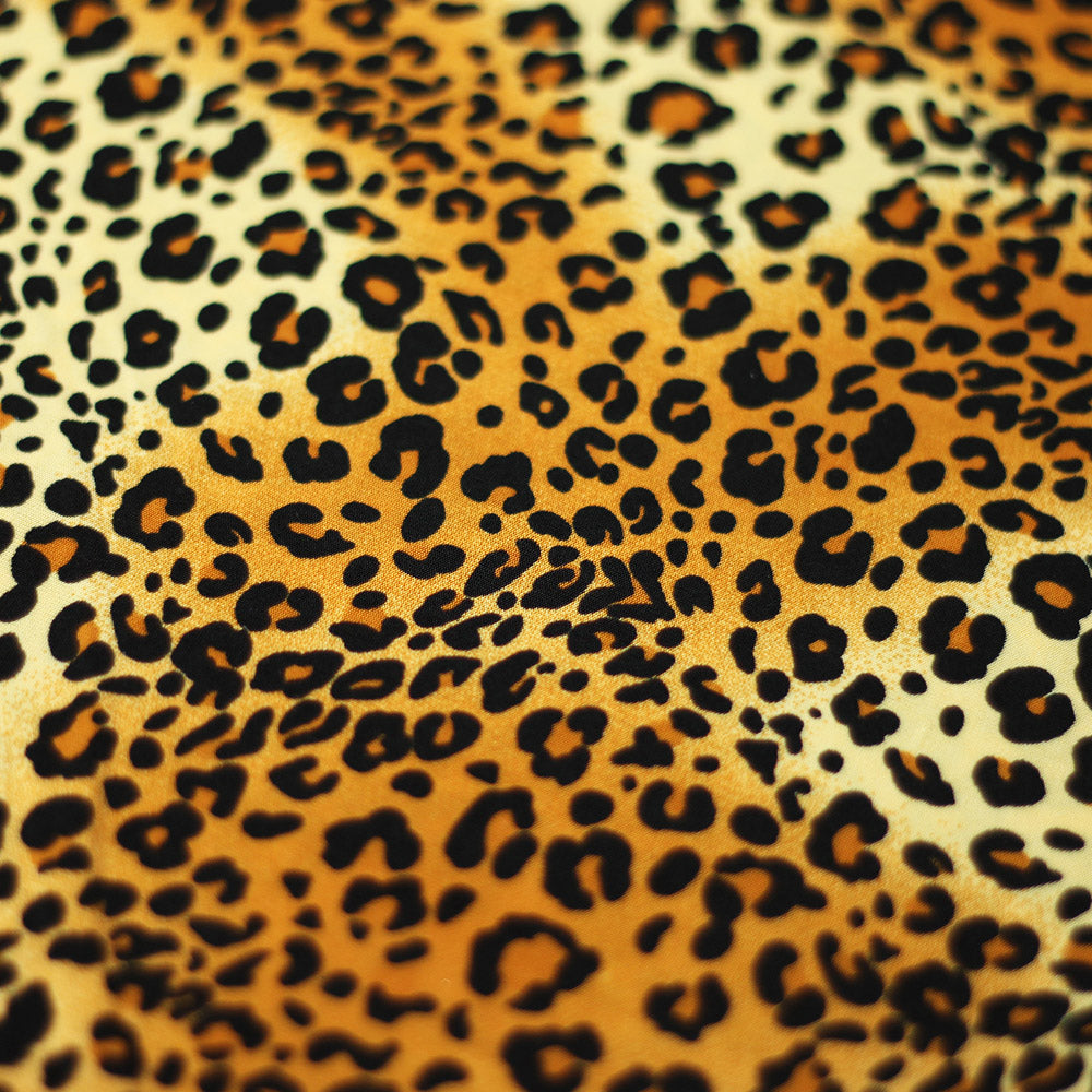 Wild Leopard DTY Poly Spandex Fabric - Gold Tan Leopard Print, 58/60" Width (1 Yard)
