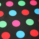Circus Dots Poly Spandex Fabric - Multicolor Polka Dots On Black, 58/60" Width, 240 GSM (1 Yard)