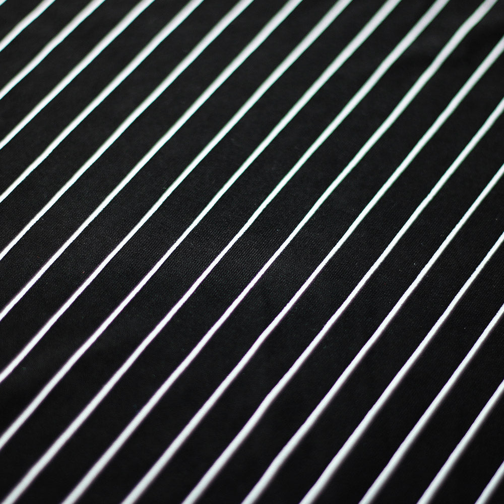 Gangsta Stripe Poly Spandex Fabric - Black/White Stripes, 58/60" Width (1 Yard)