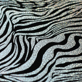 Roxy Zebra Nylon Spandex Fabric - Sparkly Hologram Zebra Print, Fuchsia, Green, Red, Silver, Gold On Black, 58-60" Width (1 Yard)
