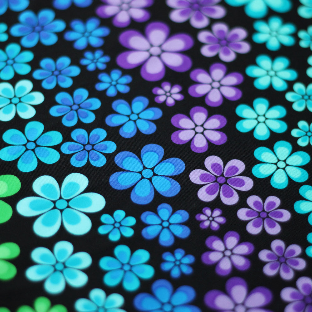 Floral Trance Nylon Spandex Fabric - Multi-Color Floral Print, 58-60" Width (1 Yard)