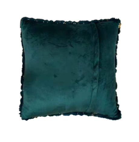 Golden Faux Fur Glow Fluffy Pillow Polyester Fabric - Black Moon With Gold Foil, 20" X 20" (1 Pillow)