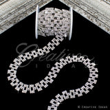 1/2" Elegant Retangle Rhinestone Chain-3 Yds (Silver)