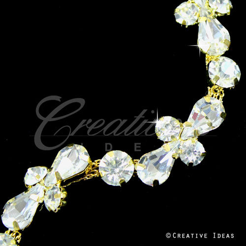 1/2" Faux Diamond Wave Rhinestone Chain-3 Yds (Gold)