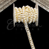 1/2" Faux Pearl Center Rhinestone Chain-3 Yds (Gold)