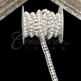 1/2" Faux Pearl Center Rhinestone Chain-3 Yds (Silver)