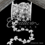 1/2" Floral Shape Rhinestone Chain-10 Yds (Silver)