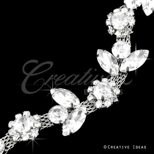 1/2" Floral Shape Rhinestone Chain-10 Yds (Silver)