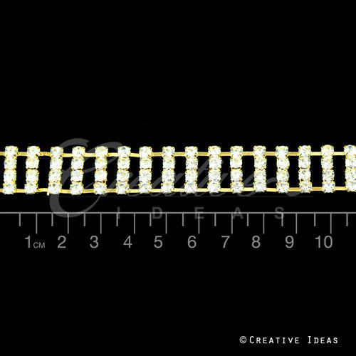 1/2" Gem Rails Rhinestone Chain-3 Yds (Gold)