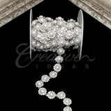 1/2" Half Pearl Center Rhinestone Chain-3 Yds (Silver)