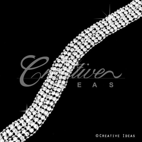 1/2" Multi Row Rhinestone Chain-3 Yds (Silver)