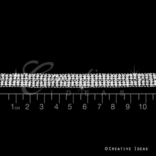 1/2" Multi Row Rhinestone Chain-3 Yds (Silver)