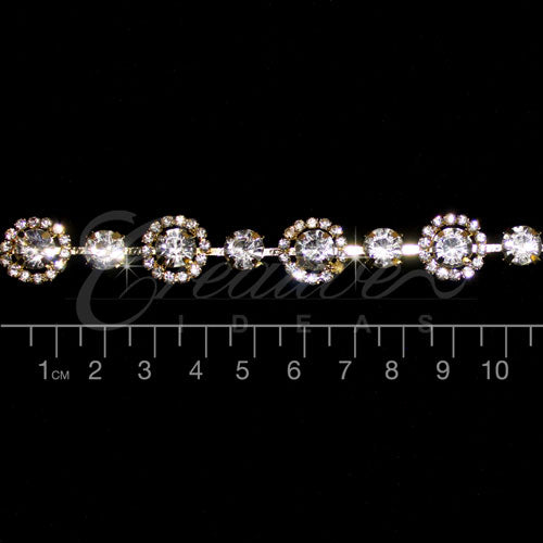 1/2" Orbit Rhinestone Chain-3 Yds (Gold)