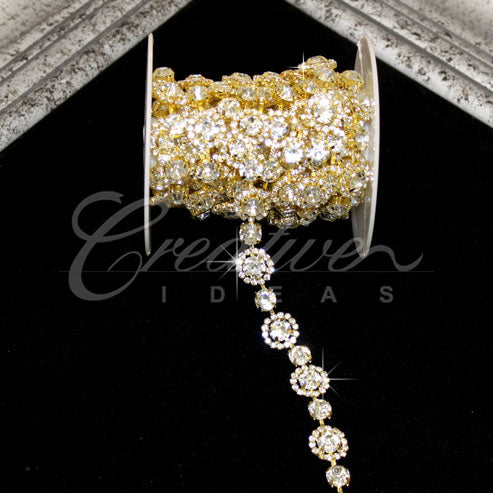 1/2" Orbit Rhinestone Chain-3 Yds (Gold)