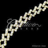 1/2" Rhombus Link Rhinestone Chain-3 Yds (Gold)