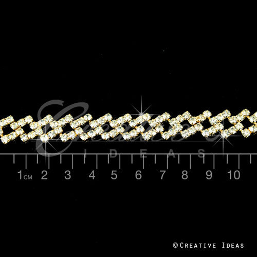 1/2" Rhombus Link Rhinestone Chain-3 Yds (Gold)