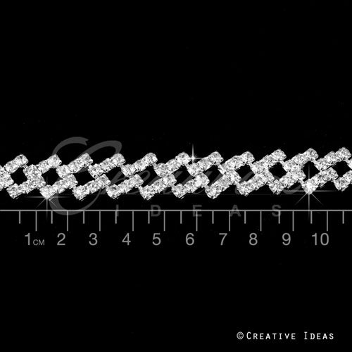 1/2" Rhombus Link Rhinestone Chain-3 Yds (Silver)