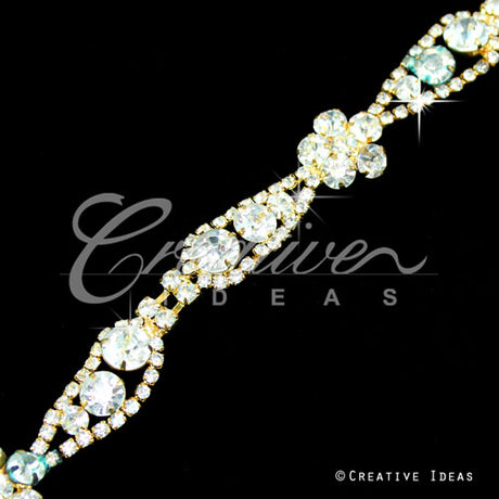 1/2" Stylish Daisy Rhinestone Chain-3 Yds (Gold)