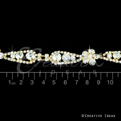1/2" Stylish Daisy Rhinestone Chain-3 Yds (Gold)