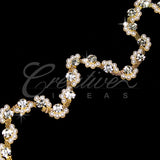1/2" Wavy Pearls Rhinestone Chain-3 Yds (Gold)