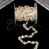 1/2" Wavy Pearls Rhinestone Chain-3 Yds (Gold)