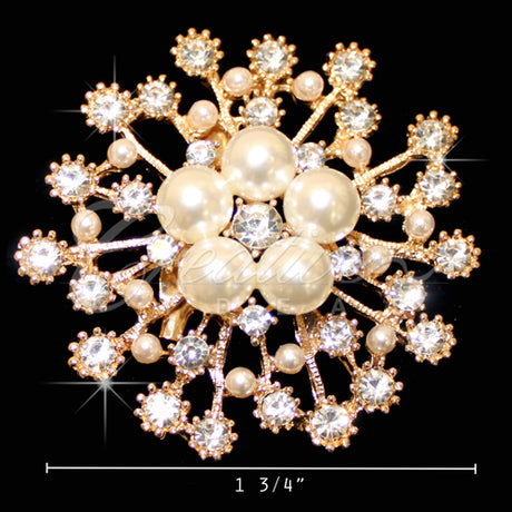1 3/4" Fireworks Rhinestone Brooch-2 Pcs (Gold)