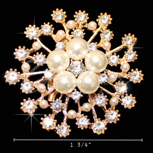 1 3/4" Fireworks Rhinestone Brooch-2 Pcs (Gold)