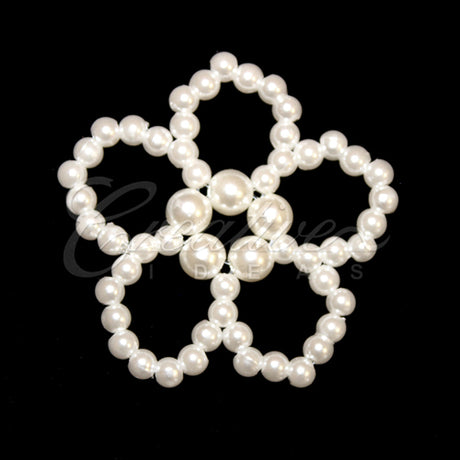1 3/4" X 1 1/2" Flower Pearl Accessories-6 Pcs (White)