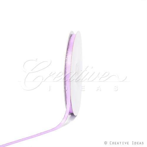 1/4" Satin With Silver Edge Ribbon - 10 Yards (Lavender)