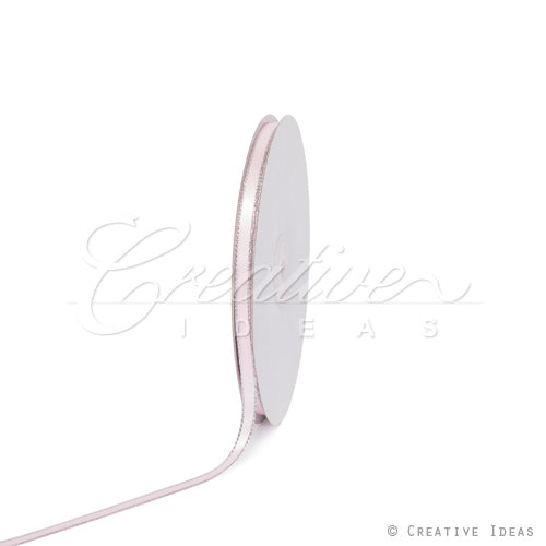 1/4" Satin With Silver Edge Ribbon - 10 Yards (Light Pink)