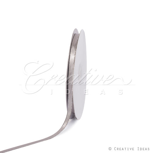 1/4" Satin With Silver Edge Ribbon - 10 Yards (Silver)