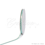 1/4" Satin With Gold Edge Ribbon - 50 Yards (Aqua)