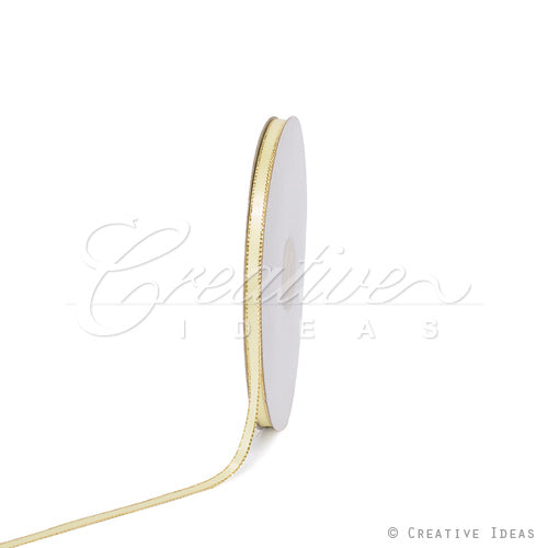1/4" Satin With Gold Edge Ribbon - 50 Yards (Baby Maize)