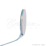 1/4" Satin With Gold Edge Ribbon - 50 Yards (Blue Mist)