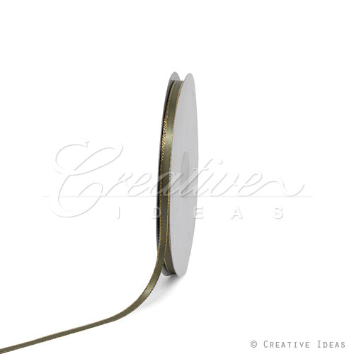 1/4" Satin With Gold Edge Ribbon - 50 Yards (Moss Green)