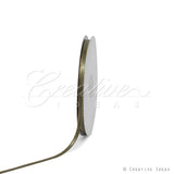 1/4" Satin With Gold Edge Ribbon - 50 Yards (Moss Green)