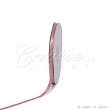 1/4" Satin With Gold Edge Ribbon - 50 Yards (Rosy Mauve)