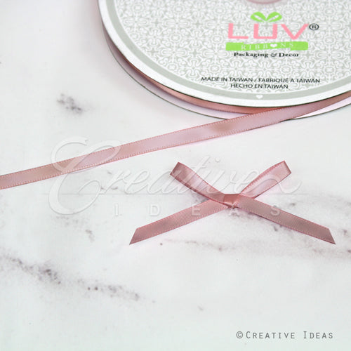 1/4" Single Face Satin Ribbon - 100 Yards (Mauve Pink)