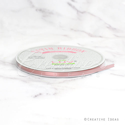 1/4" Single Face Satin Ribbon - 100 Yards (Mauve Pink)