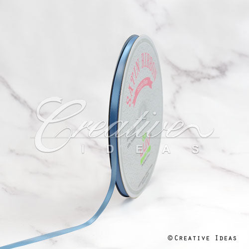1/4" Single Face Satin Ribbon - 100 Yards (Antique Blue)
