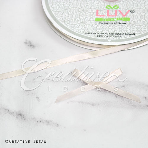 1/4" Single Face Satin Ribbon - 100 Yards (Antique White)