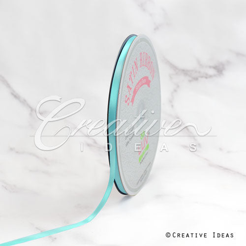 1/4" Single Face Satin Ribbon - 100 Yards (Aqua)